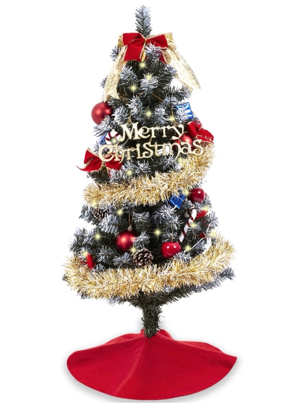 Christmas 36inch Small Artificial Tabletop Tree, Mini Tree w/ Hanging Ornaments